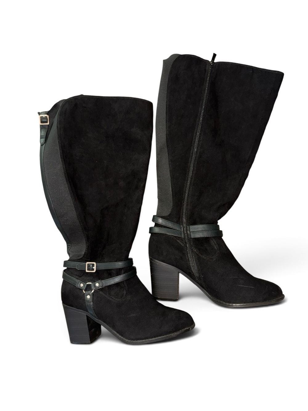 Dr. Scholls Black Suede Over the Knee Heeled Boots - Women's Size 10.5 Fall Shoe - Picture 1 of 8